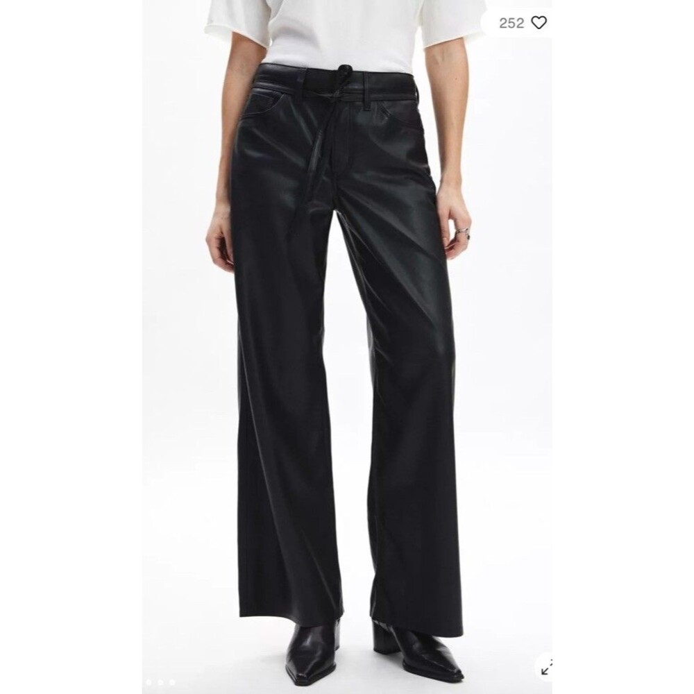 Levi’s Women’s XL Straight Tie Waist Faux Leather Pants Black Size 33 NWT